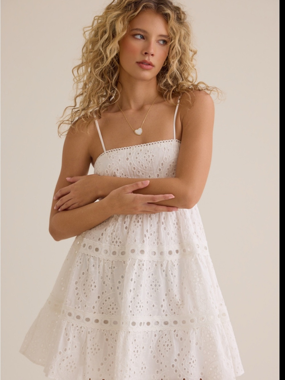 Altar’d State Briar Eyelet Mini Spaghetti Strap Summer Dress XL